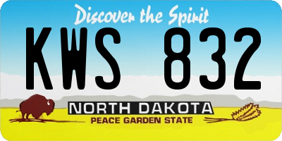 ND license plate KWS832