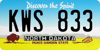 ND license plate KWS833