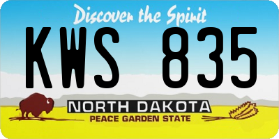 ND license plate KWS835