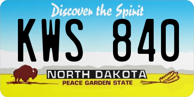 ND license plate KWS840