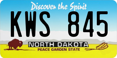 ND license plate KWS845