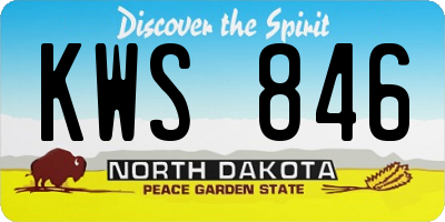 ND license plate KWS846