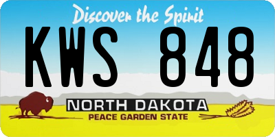 ND license plate KWS848