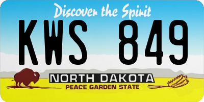 ND license plate KWS849