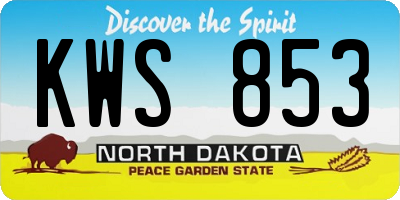 ND license plate KWS853