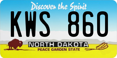 ND license plate KWS860