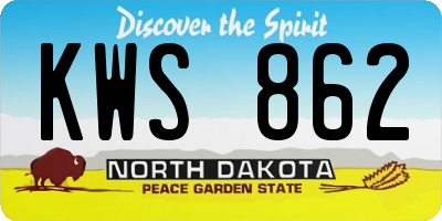 ND license plate KWS862