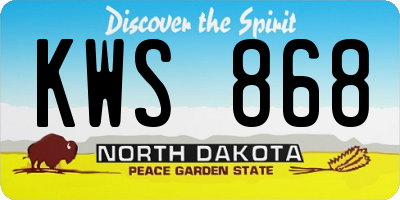 ND license plate KWS868