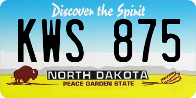 ND license plate KWS875