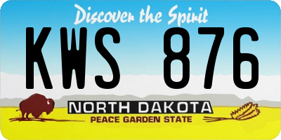 ND license plate KWS876