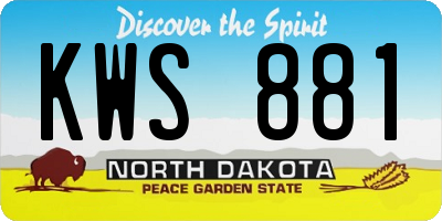 ND license plate KWS881