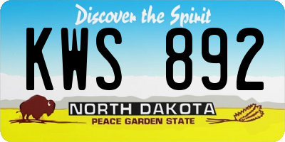 ND license plate KWS892