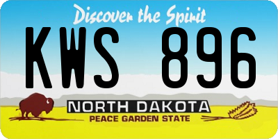 ND license plate KWS896