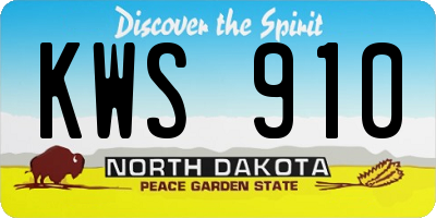 ND license plate KWS910