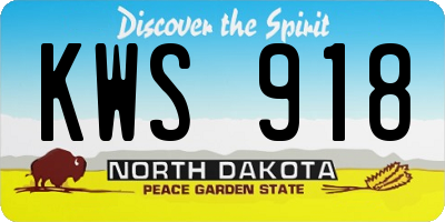 ND license plate KWS918