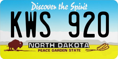 ND license plate KWS920