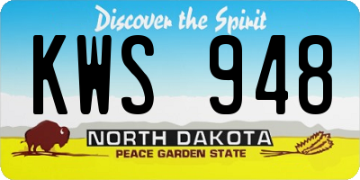 ND license plate KWS948