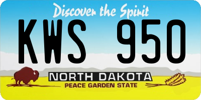ND license plate KWS950