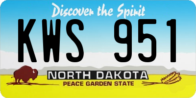 ND license plate KWS951
