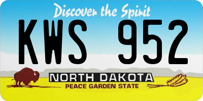 ND license plate KWS952