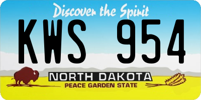 ND license plate KWS954