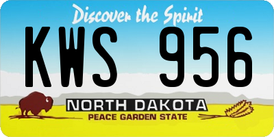 ND license plate KWS956