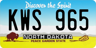 ND license plate KWS965