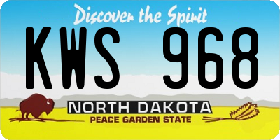 ND license plate KWS968