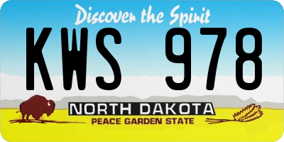 ND license plate KWS978