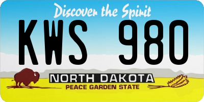 ND license plate KWS980