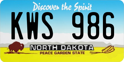 ND license plate KWS986