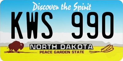 ND license plate KWS990