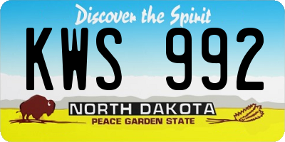 ND license plate KWS992