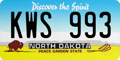 ND license plate KWS993