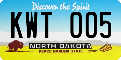 ND license plate KWT005