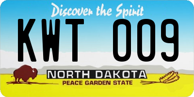 ND license plate KWT009