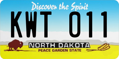 ND license plate KWT011