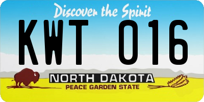 ND license plate KWT016