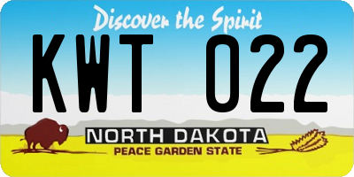 ND license plate KWT022