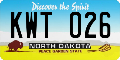 ND license plate KWT026