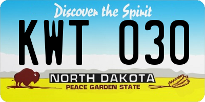 ND license plate KWT030