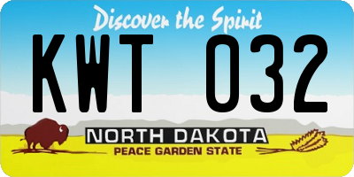 ND license plate KWT032