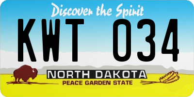ND license plate KWT034