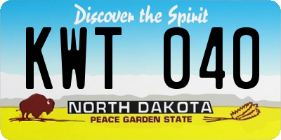 ND license plate KWT040