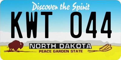 ND license plate KWT044