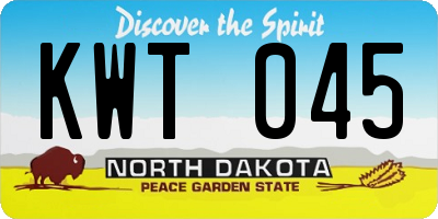 ND license plate KWT045