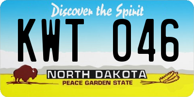 ND license plate KWT046