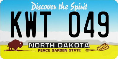 ND license plate KWT049