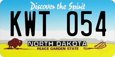 ND license plate KWT054