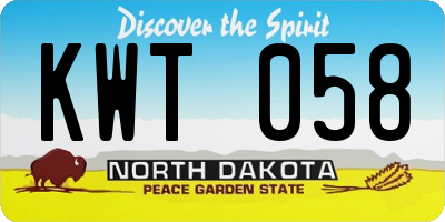 ND license plate KWT058